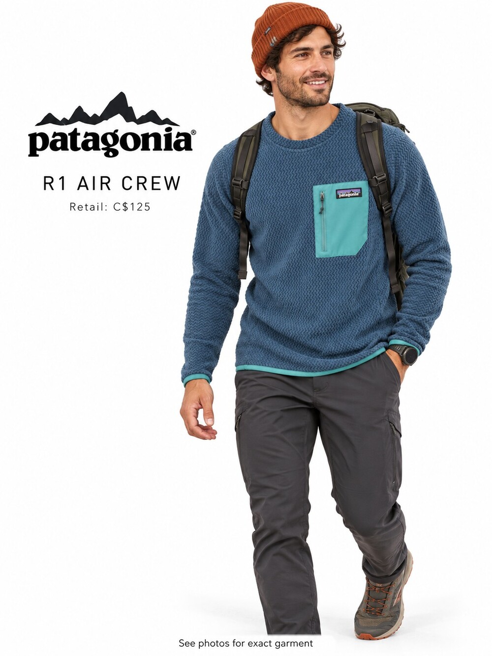 Patagonia Thermal Blue Geometric Pullover Small Hiking Outdoors Camping Running